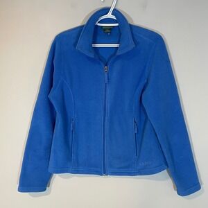 VTG LL Bean Polartec Fleece Jacket Womens Small Blue Full Zip Mock Neck